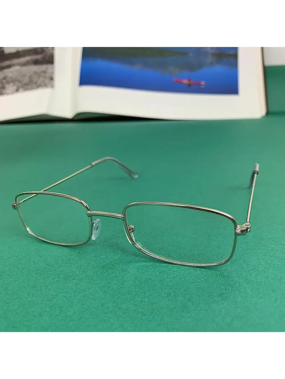 Slim Silver Trim Clear Lenses Glasses. Glasses are unisex. Clear Lenses not